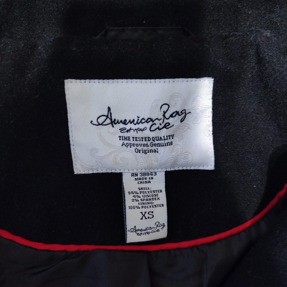 American Rag Cie Short Black Peacoat Trench Coat XS - Picture 6 of 7